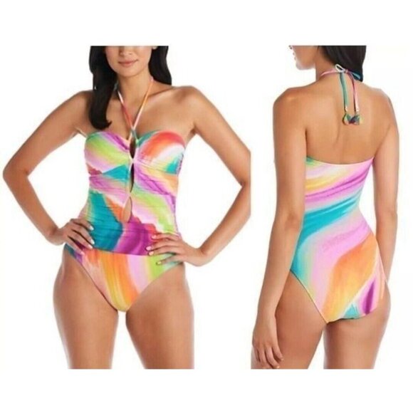 Bleu Rod Beattie 6 One-Piece Swimsuit Splash Out Colorful Tie-Dye Swimwear - Picture 3 of 8
